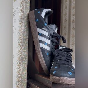 Adidas Samba Black White Blue Floral Sneakers